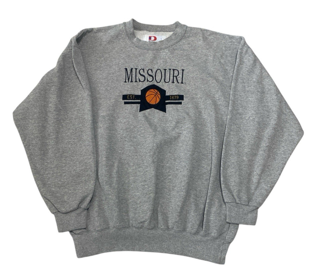 DODGER 90's Vintage Missouri Basketball Crew Neck Sweatshirt Men's L Gray USA